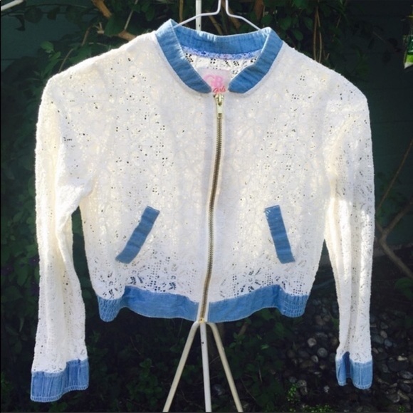 GIANNI BINI Lace Moto Jacket Girl’s Medium - Picture 1 of 2